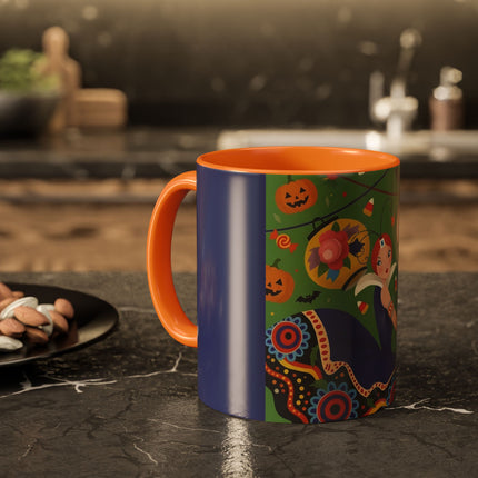 🏮🎃 The Lady Of Halloween Lanterns Colorful Mug – Colorful Art Deco Halloween Charm