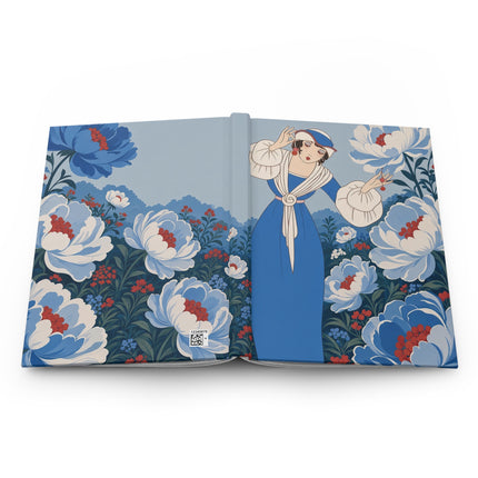 💙🌸 The Blue Blossom Garden Dancer Hardcover Journal – Art Deco Floral Elegance