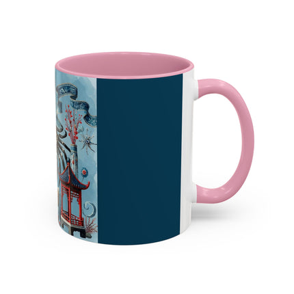 Spotted Crab & Pagoda Colorful Mug – Mystical Ocean & Asian Harmony