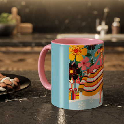 🌼🎄 The Christmas Blossom Belle Colorful Mug – Colorful Art Deco Holiday Fantasy