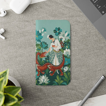 🐉🌿 The Dragon Keeper Flip Case – Art Deco Floral Fantasy