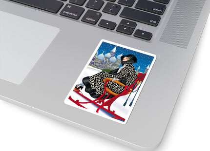Elegant Winter Woman in Sleigh Kiss-Cut Stickers (4 Sizes)