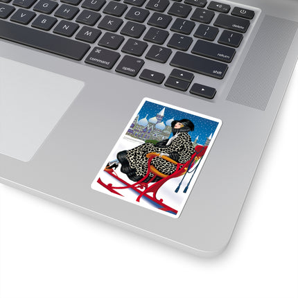 Elegant Winter Woman in Sleigh Kiss-Cut Stickers (4 Sizes)
