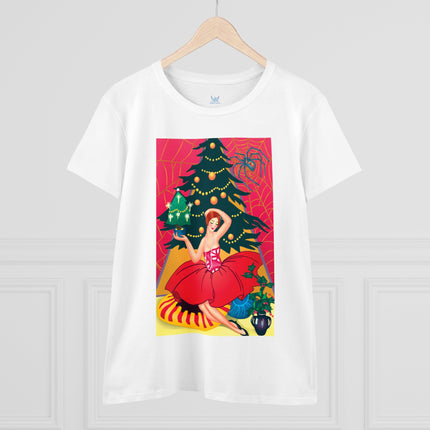 Art Deco Christmas Enchantment Women's Midweight Cotton Tee