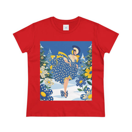 ❄️💙 The Bluebell Christmas Promenade Cotton Tee – Art Deco Holiday Elegance
