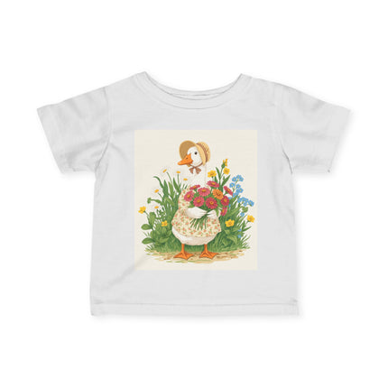 🪿🌸 The Little Flower Garden Goose Infant Fine Jersey Tee – Whimsical Woodland Charm