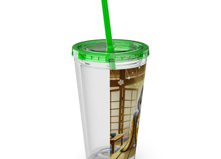 Playful Kitten in the Tea Room Sunsplash Tumbler with Straw, 16oz