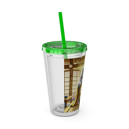 Playful Kitten in the Tea Room Sunsplash Tumbler with Straw, 16oz