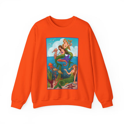 Three Mermaids with Strings of Pearls by Carlo Chiostri Heavy Blend™ Crewneck Sweatshirt