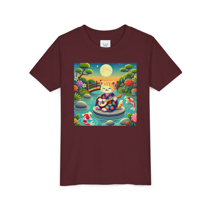 Melodic Kitten by the Koi Pond Youth Short Sleeve Tee