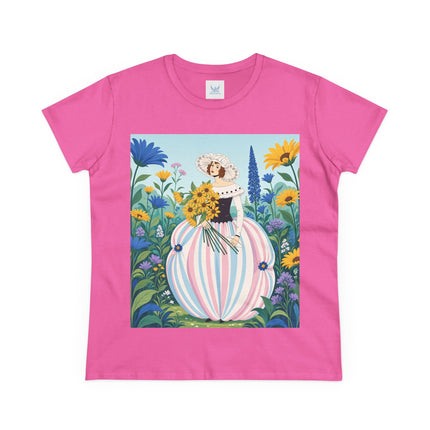 🌻🎀 The Sunflower Garden Bouquet Cotton Tee – Art Deco Floral Elegance