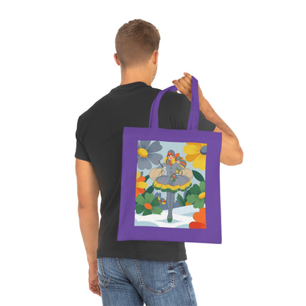 🌼❄️ The Winter Flower Wanderer Cotton Tote Bag – Colorful Winter Fantasy
