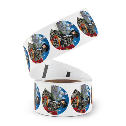 Elegant Winter Woman in Sleigh Round Sticker Label Rolls