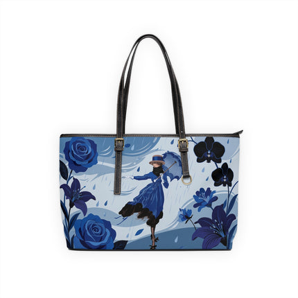 ☔💙 The Blue Rain Promenade Shoulder Bag – Art Deco Floral Fashion