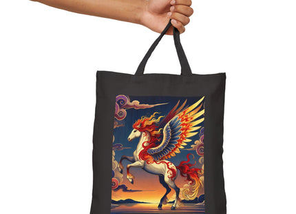 Flame-Winged Horse at Sunset Cotton Canvas Tote Bag