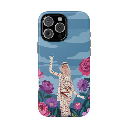 🌺👒 The Grand Flower Promenade Phone Case – Art Deco Fashion Illustration