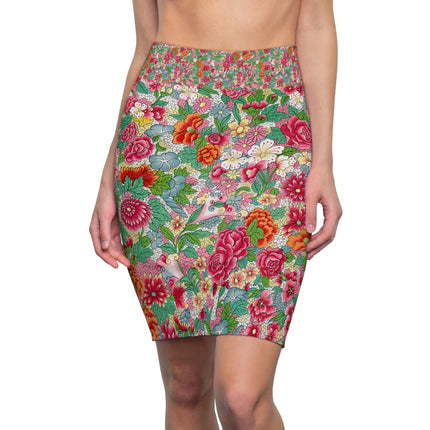 Colorful Flower Pattern by Owen Jones Women's Pencil Skirt (AOP)