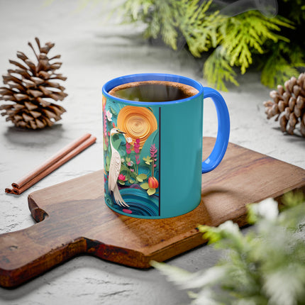 Elegant Egret Oasis Colorful Mugs (11oz, 15oz)