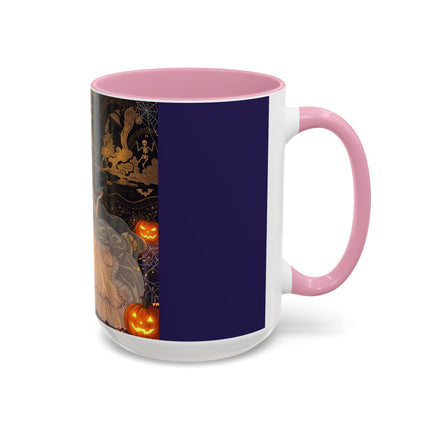 🌙🎃 The Moonlit Parlor Masquerade Colorful Mug – Elegant Halloween Romance