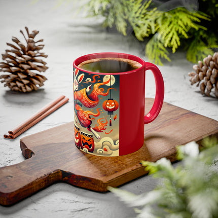 Jack-O’-Lantern Drums & The Kabuki Rabbit Colorful Mugs (11oz, 15oz)
