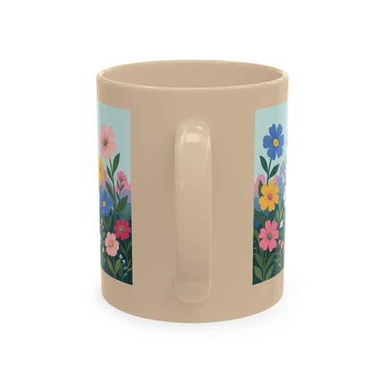 🌼🪭 The Lady Of The Grand Flower Garden Ceramic Mug – Art Deco Garden Whimsy