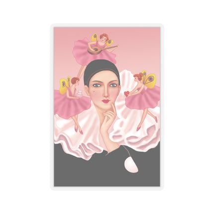 Pierrot & Fairies Dressed in Pink by Sofia Chiostri Kiss-Cut Stickers (4 Sizes)