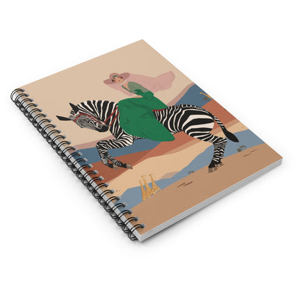 Zebra Rider Spiral Notebook – Safari Chic & Art Deco Adventure