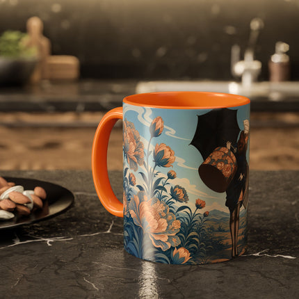 ☔🌸 The Grand Floral Journey Colorful Mug – Art Deco Travel Elegance
