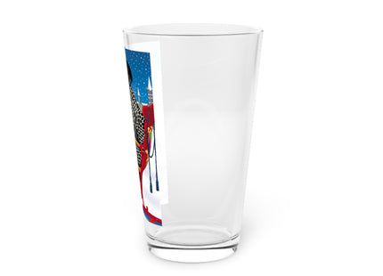 Elegant Winter Woman in Sleigh Glass, 16oz