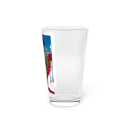 Elegant Winter Woman in Sleigh Glass, 16oz