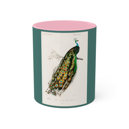 Indian Peafowl by Charles Dessalines D' Orbigny Colorful Mugs, 11oz