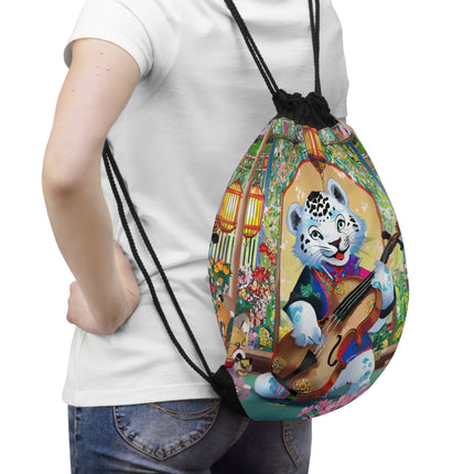 Melodies of the Snow Lion Cub Drawstring Bag