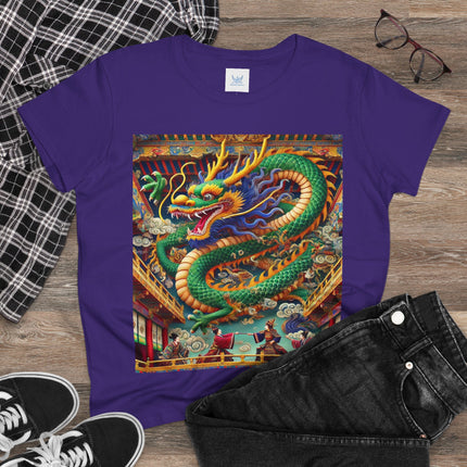 Tibetan Dragon Over Kabuki Duel Cotton Tee