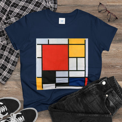 Composition with Red, Yellow, Blue, and Black by Piet Mondrian Women's Midweight Cotton Tee