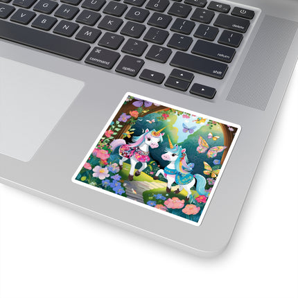 Baby Unicorns and Fluttering Butterflies Kiss-Cut Stickers (4 Sizes)
