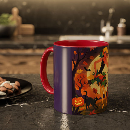 🌕🍂 Autumn Song Beneath The Harvest Moon Colorful Mug – Whimsical Halloween Charm