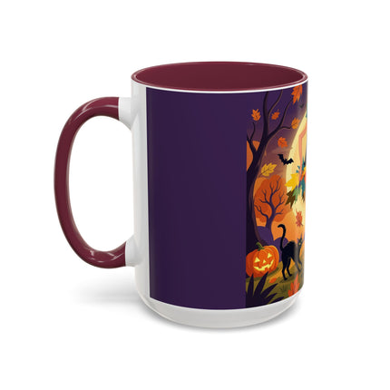 🌕🍂 Autumn Song Beneath The Harvest Moon Colorful Mug – Whimsical Halloween Charm