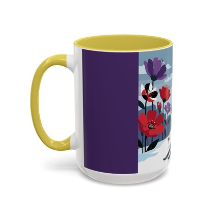 🎿❄️ The Winter Flower Skier Colorful Mug – Art Deco Alpine Fantasy