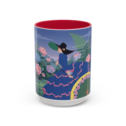 The Lady Of The Garden Stroll Colorful Mugs – Art Deco Botanical Elegance