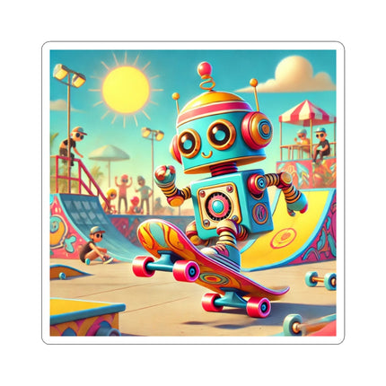 🛹🤖 The Skate Park Robot Kiss-Cut Sticker – Action, Energy & Retro Fun