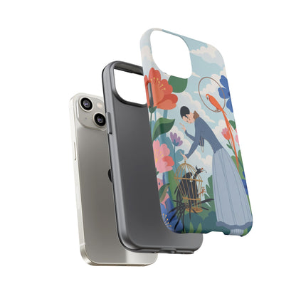 🦜🌺 The Lady Of The Garden Aviary Phone Case – Art Deco Floral Whimsy