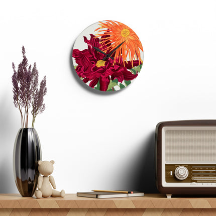 Dahlia Flower by Tanigami Kônan Acrylic Wall Clock, Round and Square