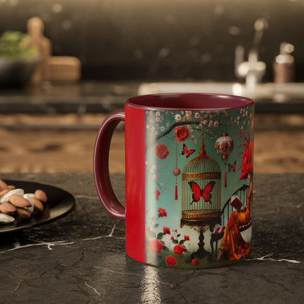 Reading in a Painted Garden Colorful Mugs (11oz, 15oz)
