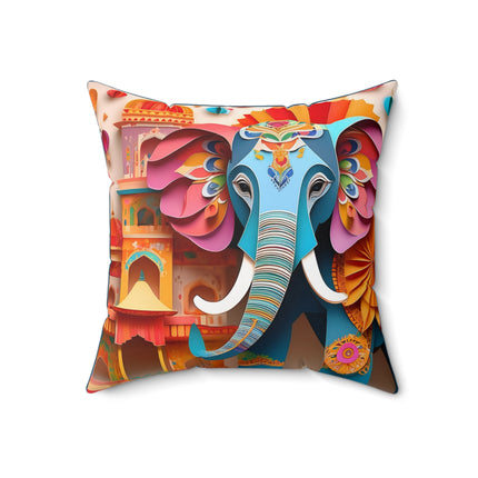 Elephant at an Autumn Spun Polyester Square Pillow