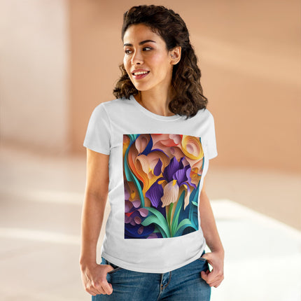 The Elegant Iris Flower Women's Midweight Cotton Tee