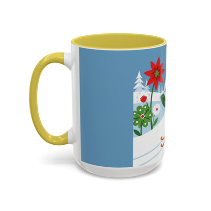 🎿❄️ The Winter Garden Skier Colorful Mug – Whimsical Holiday Fantasy
