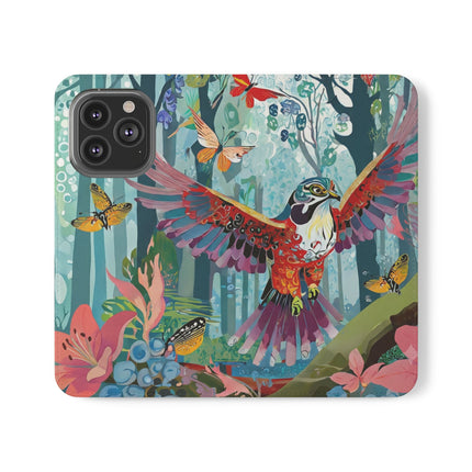 🦖🦋 Colorful Raptor Flip Case – Butterfly Wonder & Forest Adventure