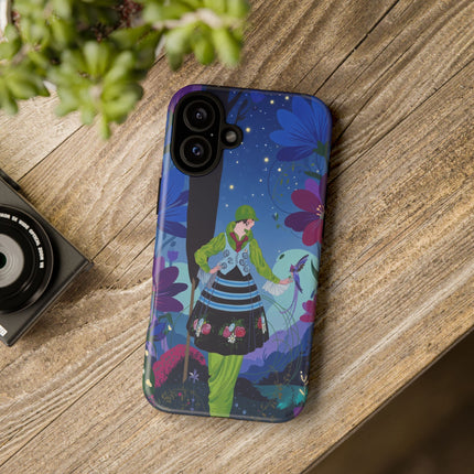 🌸🐦 The Lady Of The Midnight Bird Garden Phone Case – Art Deco Floral Fantasy