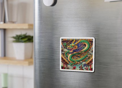 Tibetan Dragon Over Kabuki Duel Die-Cut Magnets (4 Sizes)