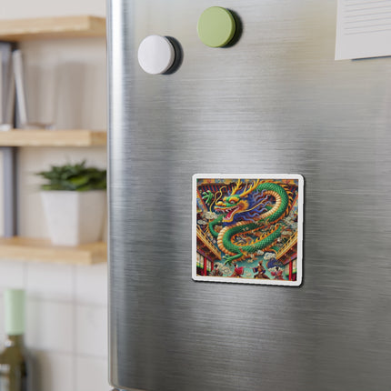 Tibetan Dragon Over Kabuki Duel Die-Cut Magnets (4 Sizes)